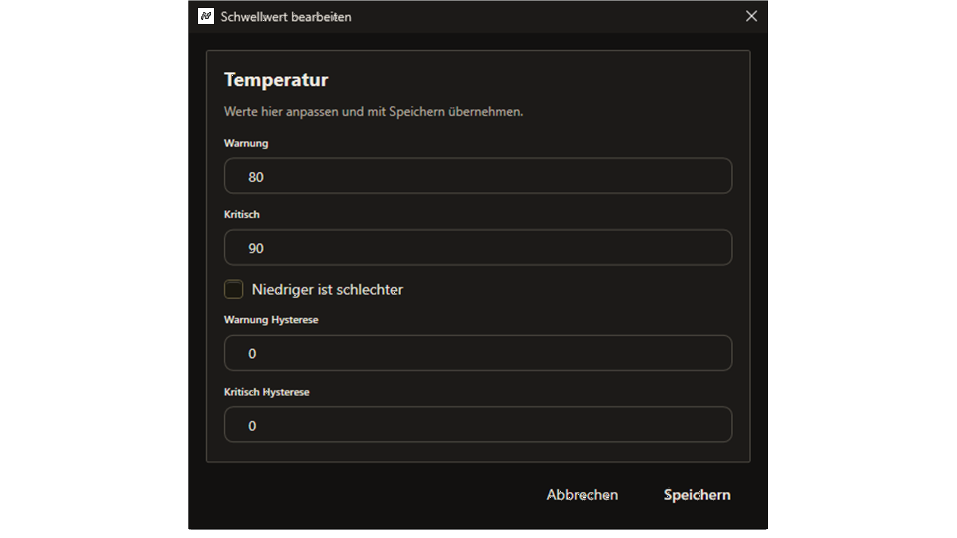 Schwellwert bearbeiten