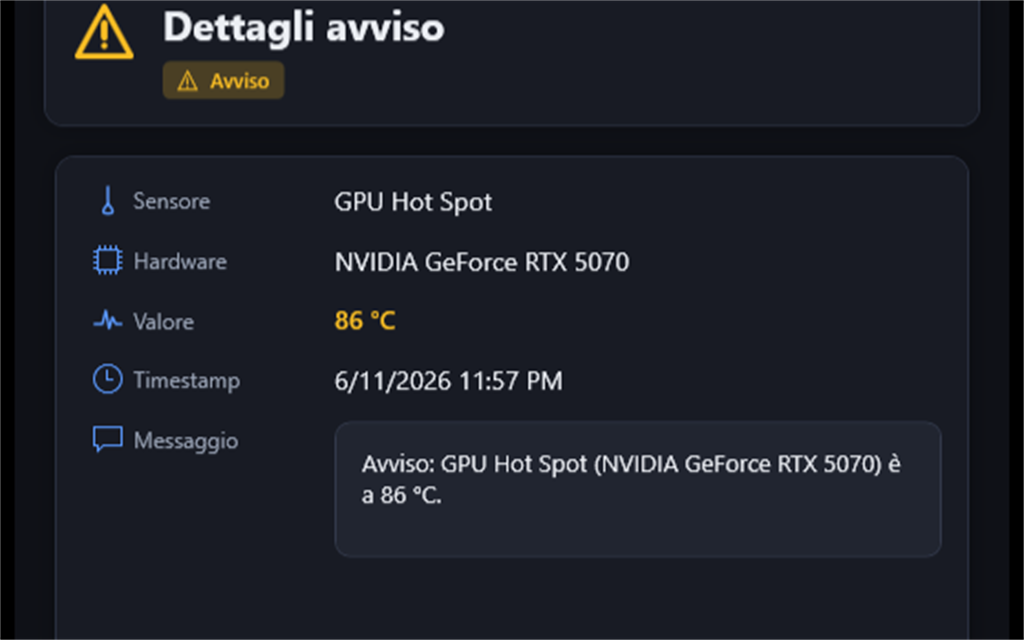 Finestra dettaglio avviso