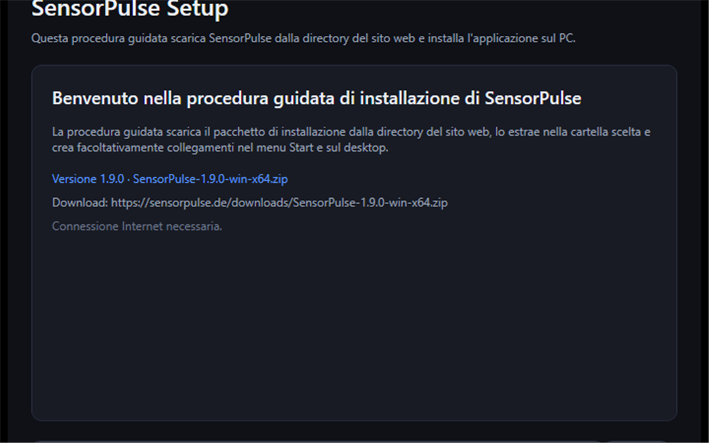 Assistente di setup SensorPulse